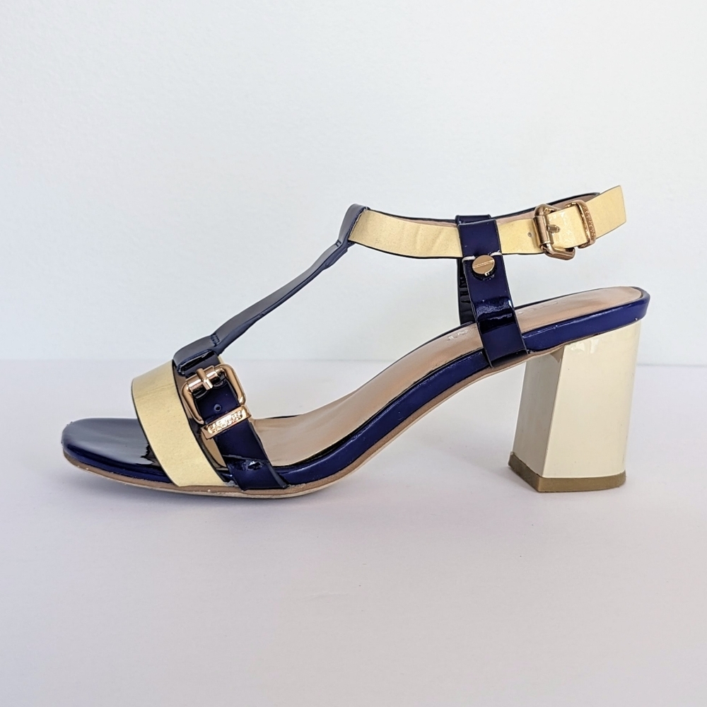 Studio L&T Patent Strappy Block Heel Sandals